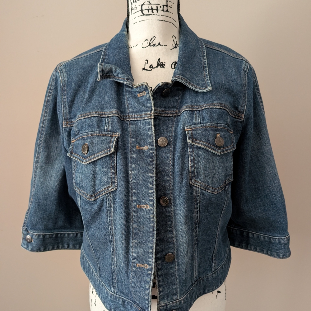 LOFT Cropped Blue Denim Jacket